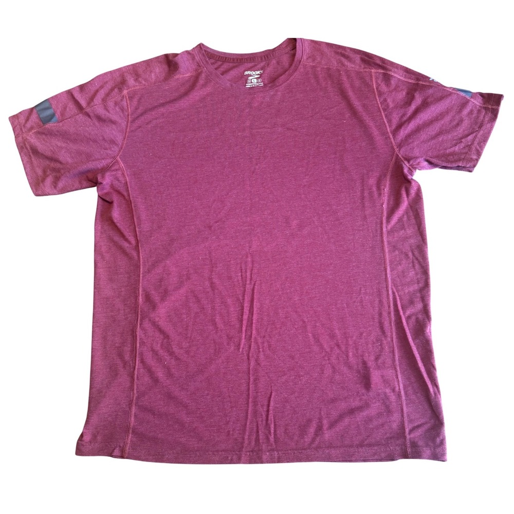 Brooks Running Shirt Burgundy Heather Reflective Athletic Mens Large